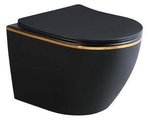 Miska WC HYDROSAN MIZU-BL-GL-RIM-03 Owalny Czarny mat / Złoty pasek