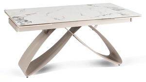 Stół Rozkładany Prostokątny LUIGI 160-240 cm Ceramiczny Biały Marmur/Kaszmir do Jadalni Japandi