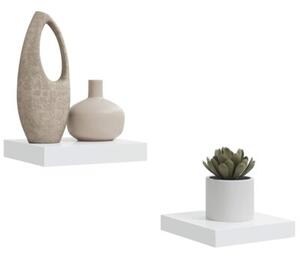 Półki ścienne 2 szt., białe, wysoki połysk, 23x23,5x3,8 cm, mdf