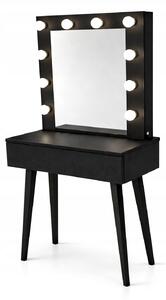 Toaletka z lustrem "LENA BLACK "mat, 75cm, bukowe czarne nóżki