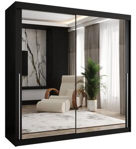 Szafa przesuwna z lustrem Garderoba SIMA T3 200 czarny + u. srebrny
