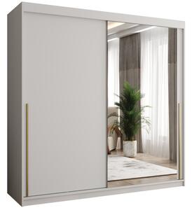 Szafa przesuwna z lustrem Garderoba SIMA T2 200 biały + u. złoty