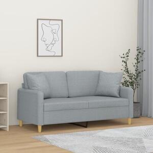 Sofa 2-osobowa z poduszkami, jasnoszara, 140 cm, tkanina