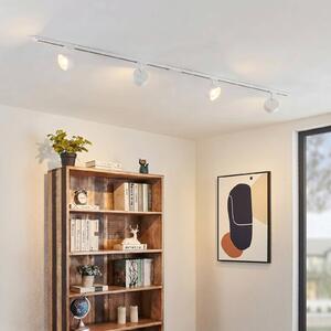 System szynowy Lindby Linaro, średnica 9,5 cm, 4-punktowa, LED, biały Linaro, biały / opal, biuro, aluminium, nowoczesny