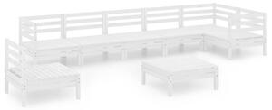 Zestaw Mebli Ogrodowych Komplet Wypoczynkowy 8-Częściowy Biały Drewno Na Taras Balkon Ogród
