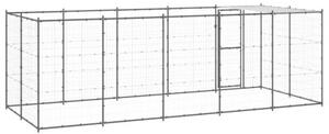 Kojec dla psa, z zadaszeniem, stalowy, 12,1 m²