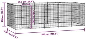 Kojec dla psa, z zadaszeniem, stalowy, 12,1 m²
