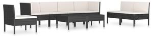 Zestaw Mebli Ogrodowych Komplet Wypoczynkowy Z Poduszkami 9-Częściowy Czarny Rattan Na Taras Balkon Ogród