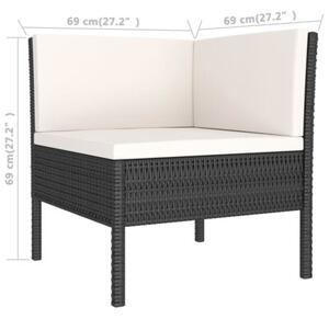 Zestaw Mebli Ogrodowych Komplet Wypoczynkowy Z Poduszkami 9-Częściowy Czarny Rattan Na Taras Balkon Ogród
