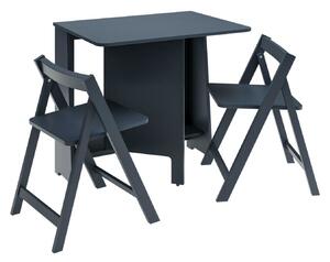 Zestaw stół i 2 krzesła składane i chowane Ivy granatowe