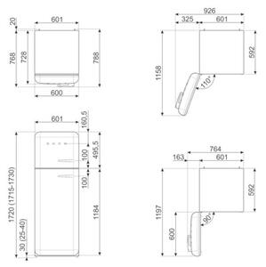 Lodówka SMEG FAB30LWH6 Retro 172cm Biała