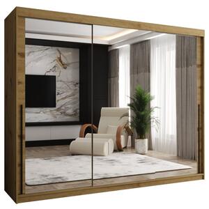 Szafa przesuwna z lustrem Garderoba SIMA T3 250 artisan + u. czarny