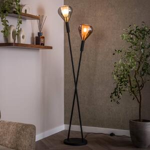 ZIJLSTRA Lampa stojąca Wings, czarny, salon / jadalnia, szkło, nowoczesny