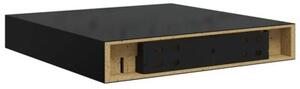 Półki ścienne 2 szt., czarne, wysoki połysk, 23x23,5x3,8 cm mdf