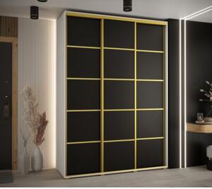 Szafa przesuwna wysoka Davos 4 180, gł. 60 cm biały + czarny + złoty