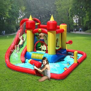 Dmuchany Duży ZAMEK WODNY trampolina zjeżdżalnia basen 2w1 HappyHop