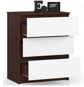 Komoda do sypialni, 3 szuflady, STILO, 60x40x77 cm, wenge, biel, mat | TYLETEGOTU