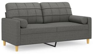 Sofa 2-osobowa z poduszkami, ciemnoszara, 140 cm, tkanina
