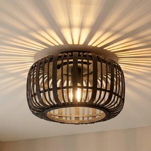 Lampa sufitowa Canyana Lindby, możliwość ściemniania, ciemne drewno, salon / jadalnia, drewno, dworkowy / rustykalny