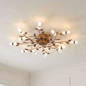 Lampa sufitowa LED Bentas Lindby, brązowy / mosiężny, salon / jadalnia, metal, florentyński