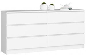 Komoda do sypialni, STILO, 6 szuflad, 160x40x77 cm, biel, mat | TYLETEGOTU