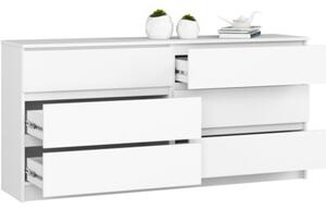 Komoda do sypialni, STILO, 6 szuflad, 160x40x77 cm, biel, mat | TYLETEGOTU