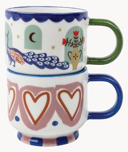 Komplet filiżanek do espresso z ceramiki A Dopo Hearts & Peacock, 2 elem