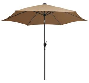 Parasol ogrodowy z LED i aluminiowym słupkiem, 300 cm, taupe