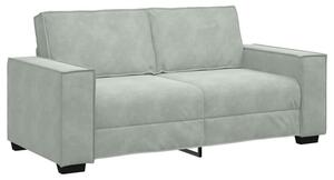 Sofa 2-osobowa, jasnoszara, 180x78x84 cm, tapicerowana aksamitem