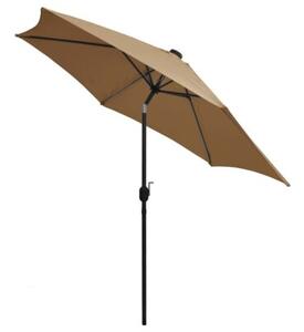 Parasol ogrodowy z LED i aluminiowym słupkiem, 300 cm, taupe