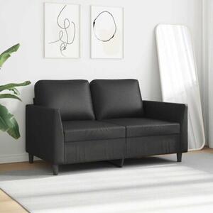 Sofa, 2-osobowa czarna, 120 cm, sztuczna skÃ³ra