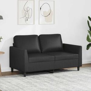 Sofa, 2-osobowa czarna, 120 cm, sztuczna skÃ³ra