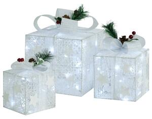 Dekoracja świąteczna: 3 białe prezenty, wewnętrzna/zewnętrzna
