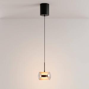 Paul Neuhaus Lampa wisząca Fumea, możliwość ściemniania, czarny, salon / jadalnia, szkło