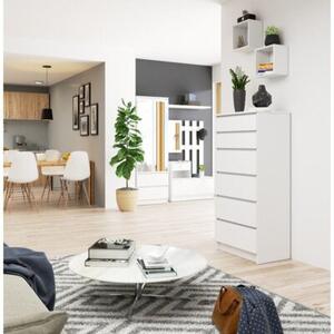 Komoda do sypialni, pokoju, 6 szuflad, STILO, 60x40x130 cm, biel, mat | TYLETEGOTU