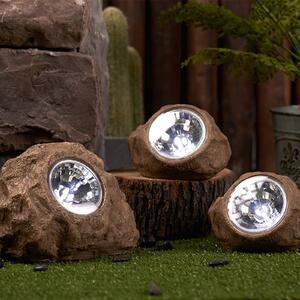 Lumisky Lampa dekoracyjna LED z zasilaniem słonecznym Rocky Brown, brązowa, zestaw 3 Brown, brązowy / rdzawy, tworzywo sztuczne