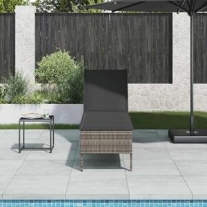 Leżak z poduszką szary 55x200x44cm polirattan