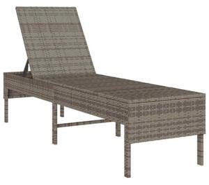 Leżak z poduszką szary 55x200x44cm polirattan
