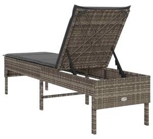 Leżak z poduszką szary 55x200x44cm polirattan