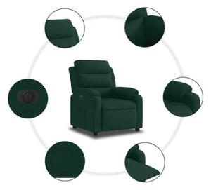 Elektryczny fotel rozkÅadany, ciemnozielony, obity aksamitem