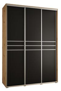 Szafa przesuwna wysoka Davos 10 180, gł. 60 cm artisan + czarny + srebrny
