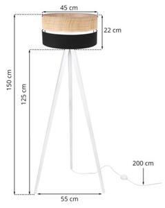 Lampa podłogowa trójnóg biały Light Home LH Rattan Duo 1xE27 45cm abażur walec czarny/beżowy