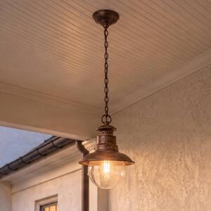 Lampa wisząca zewnętrzna Lindby Eddie, rdza, metal, IP44, E27 Eddie Lindby, możliwość ściemniania, brązowy / rdzawy, dworkowy / rustykalny