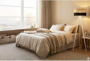 Lampa podłogowa trójnóg biały Light Home LH Rattan Duo 1xE27 45cm abażur walec czarny/beżowy