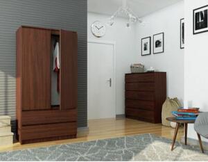 Szafa do sypialni, 2 szuflady, drzwi, DORMI, 90x51x180 cm, wenge, mat | TYLETEGOTU