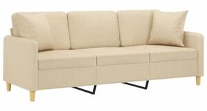 Sofa 3-osobowa z poduszkami, kremowa, 180 cm, tkanina