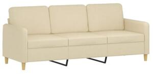 Sofa 3-osobowa z poduszkami, kremowa, 180 cm, tkanina