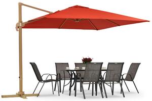 Parasol ogrodowy Siena 3x3m woodlike z czerwonym poszyciem Garden Point