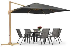 Parasol ogrodowy Siena 3x3m woodlike z antracytowym poszyciem Garden Point