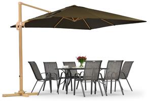 Parasol ogrodowy Siena 3x3m woodlike z brązowym poszyciem Garden Point
